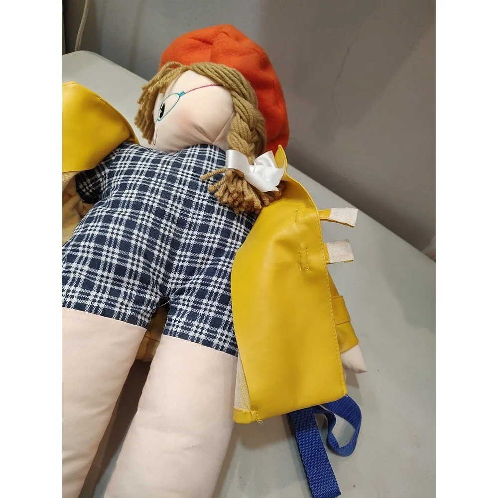 Vtg Amy‎ Lyn Doll backpack Rain Coat Beanie Braids Blonde Adjustable Y2K